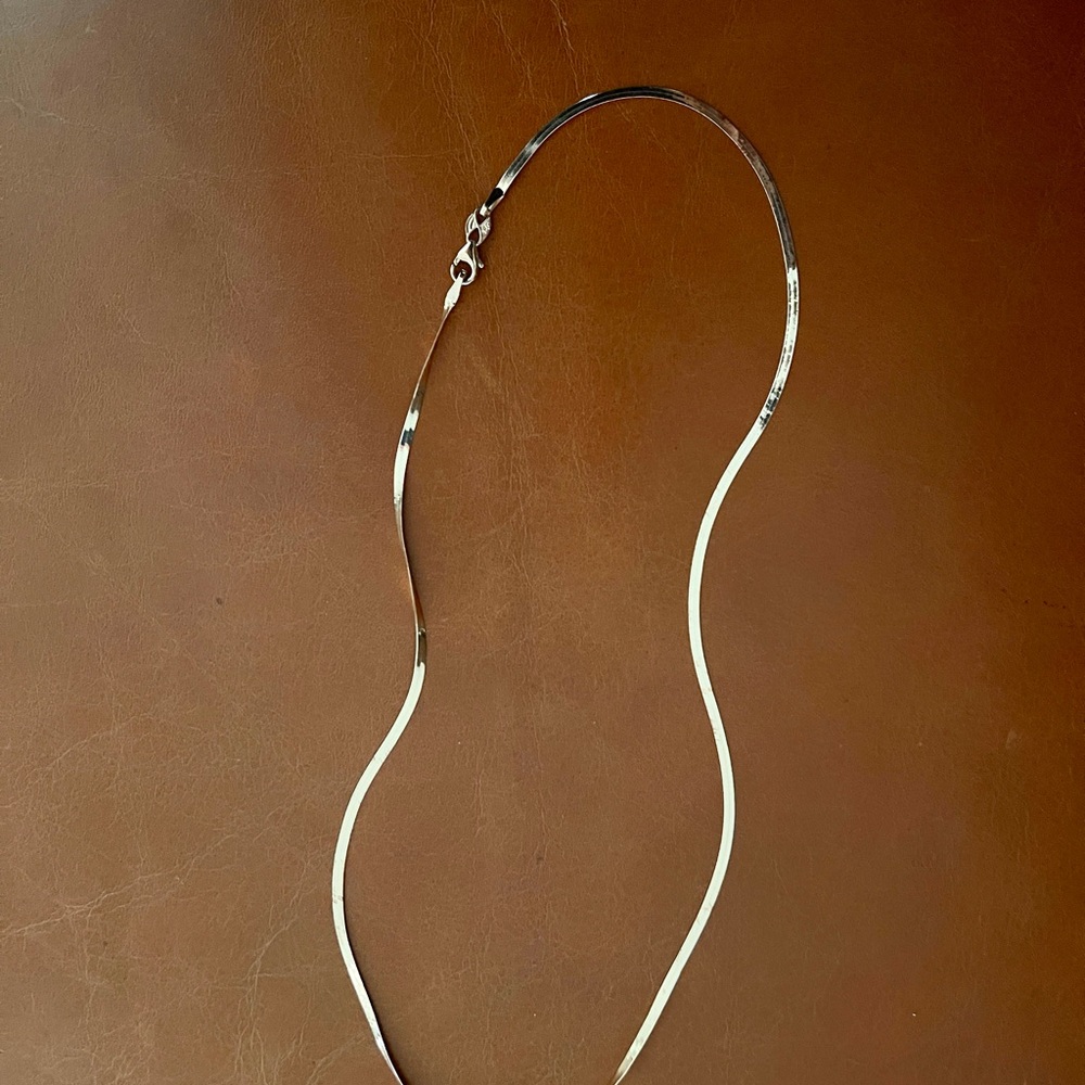 Minimalist Solid 14k Gold “Ribbon” Herringbone Necklace